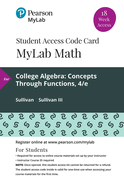 Mylab Math with Pearson Etext -- 18 Week Standalone Access Card -- For College Algebra