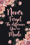 Never Forget The Difference You've Made: Floral Retirement & Appreciation Gifts for Women Retirement Journal For Women Retirement Gifts For Women Teachers