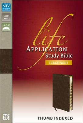 NIV, Life Application Study Bible, Second Edition, Large Print, Bonded Leather, Brown, Thumb Indexed - Zondervan