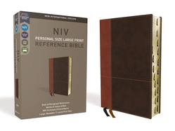 NIV, Personal Size Reference Bible, Large Print, Imitation Leather, Brown, Indexed, Red Letter Edition, Comfort Print