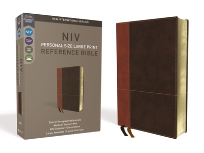 NIV, Personal Size Reference Bible, Large Print, Imitation Leather, Brown, Red Letter Edition, Comfort Print - Zondervan