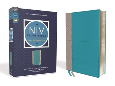 NIV Study Bible, Fully Revised Edition, Leathersoft, Teal/Gray, Red Letter, Comfort Print - Barker, Kenneth L (Editor), and Strauss, Mark L (Editor), and Brown, Jeannine K (Editor)