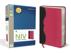 NIV Study Bible, Personal Size, Leathersoft, Gray/Pink, Red Letter Edition