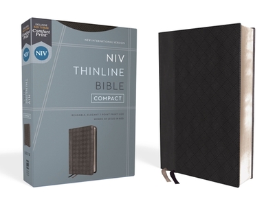 Niv, Thinline Bible, Compact, Leathersoft, Black/Gray, Red Letter, Comfort Print - Zondervan