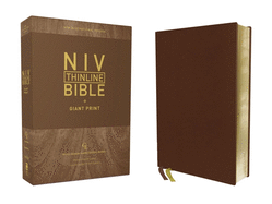 Niv, Thinline Bible, Giant Print, Genuine Leather, Buffalo, Brown, Red Letter Edition, Comfort Print