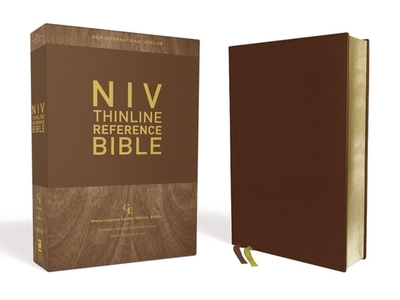 Niv, Thinline Reference Bible, Genuine Leather, Buffalo, Brown, Red Letter Edition, Comfort Print - Zondervan