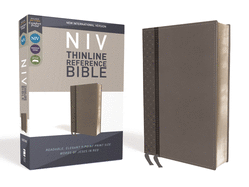 NIV, Thinline Reference Bible, Imitation Leather, Gray, Red Letter Edition, Comfort Print