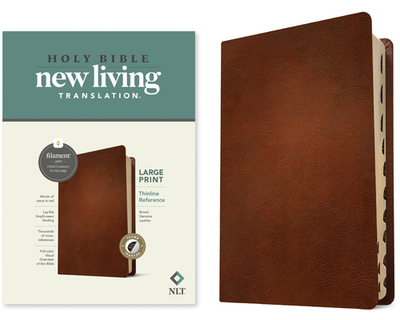 NLT Large Print Thinline Reference Bible, Filament-Enabled Edition (Genuine Leather, Brown, Indexed, Red Letter) - Tyndale (Creator)