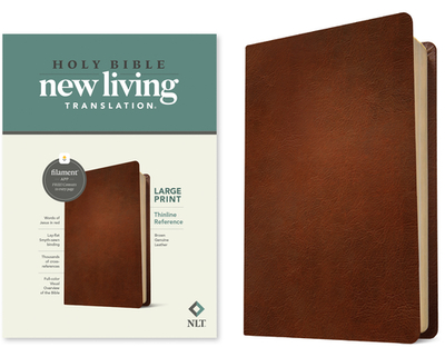 NLT Large Print Thinline Reference Bible, Filament Enabled (Genuine Leather, Brown, Red Letter) - Tyndale (Creator)