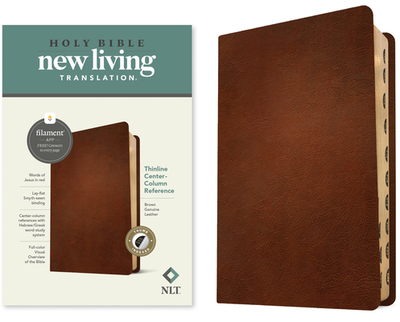 NLT Thinline Center-Column Reference Bible, Filament Enabled (Genuine Leather, Brown, Indexed, Red Letter) - Tyndale (Creator)