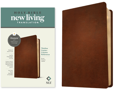 NLT Thinline Center-Column Reference Bible, Filament Enabled (Genuine Leather, Brown, Red Letter) - Tyndale (Creator)