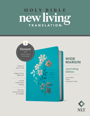 NLT Wide Margin Bible, Filament-Enabled Edition (Red Letter, Hardcover Cloth, Ocean Blue Floral) - Tyndale (Creator)