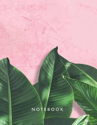 Notebook: banana leaf on pink cover and Lined pages, Extra large (8.5 x 11) inches, 110 pages, White paper - Lover, Magic