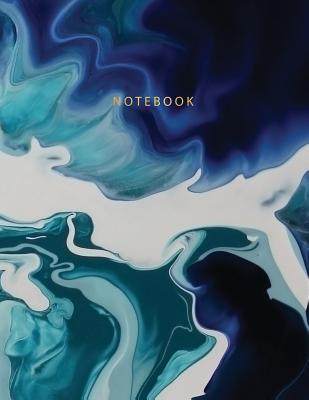 Notebook: Beautiful Blue, Green and White Marble with Gold Lettering - 150 College-Ruled Lined Pages 8.5 X 11 - Paper Juice