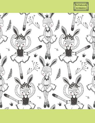 Notebook: Bunny ballet dance on green cover and Dot Graph Line Sketch pages, Extra large (8.5 x 11) inches, 110 pages, White paper, Sketch, Notebook journal - Madoo, A