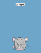 Notebook: Cute Rat on Blue Cover and Lined Pages, Extra Large (8.5 X 11) Inches, 110 Pages, White Paper
