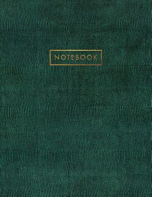 Notebook: Green Snake Skin Style - Embossed Gold Style Lettering - Softcover - 150 College-ruled Pages - 8.5 x 11 size - Shady Grove Notebooks
