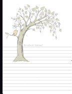 Notebook Journal: Dual Design Half Wide Ruled Half Blank Creative Sketchbook with Lined Pages Drawing or Doodling & Writing Journal Notebook Organizer Tree with Bird Soft Cover