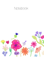 Notebook, Large, 8.5 X 11, Ruled + Grid Notes, Floral Cover Theme