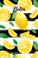Notes: Lemons Pattern and Black and White Striped Notebook