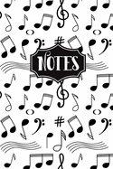 Notes: Music Notes Pattern 6"X9" 120 Blank Lined Pages Musical Notes Notebook