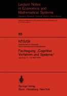 Ntg/GI Gesellschaft Fr Informatik Nachrichtentechnische Gesellschaft. Fachtagung "Cognitive Verfahren Und Systeme": Hamburg, 11.-13. April 1973