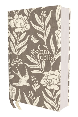 Nvi, Santa Biblia, Revisin 2022, Tamao Compacto, Tapa Dura/Tela, Gris Floral, Palabras de Jess En Rojo, Comfort Print - Nueva Versin Internacional, and Vida