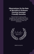 Observations On the Rate of Mortality & Sickness Existing Amongst Friendly Societies: Particularised for Various Trades, Occupations, and Localities, With a Series of Tables, Showing the Value of Annuities, Sick Gift, Assurance for Death, and Contribution