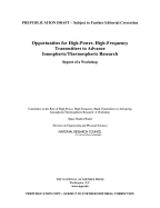 Opportunities for High-Power, High-Frequency Transmitters to Advance Ionospheric/Thermospheric Research: Report of a Workshop - National Research Council, and Division on Engineering and Physical Sciences, and Space Studies Board