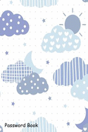 Password Book: Include Alphabetical Index with Cute Blue Theme Cloud Sky Cartoon