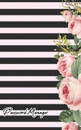 password manager: Internet Password Logbook Large Print with Tabs pink rose floral & Black And White Cover