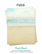 Pastel Beach Stationery Paper: Aesthetic Letter Writing Paper for Home, Office, Letterhead Design, 25 Sheets