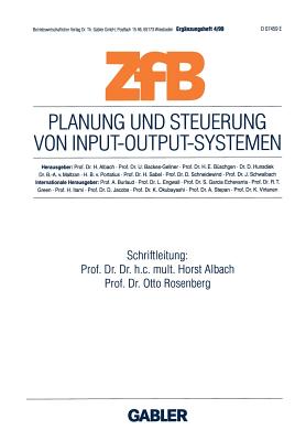 Planung Und Steuerung Von Input-Output-Systemen - Albach, Horst (Editor), and Rosenberg, Otto (Editor)