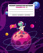 Primary Composition Notebook Grades K-2: Picture drawing and Dash Mid Line hand writing paper Story Paper Journal - Astronaut Planet Blue Design