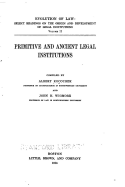 Primitive and Ancient Legal Institutions