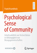 Psychological Sense of Community: Inhaltsvaliditt von Testverfahren in Abhngigkeit von Bezugsgemeinschaften