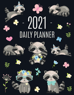 Raccoon Daily Planner 2021: Pretty Organizer for All Your Weekly Appointments For School, Office, College, Work, or Family Home With Monthly Spreads: January - December 2021 Large Year Calendar Agenda Scheduler Organizer + Funny Forest Animal