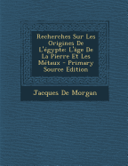 Recherches Sur Les Origines de L'Egypte: L'Age de La Pierre Et Les Metaux