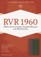 RVR 1960 Biblia Letra Grande Tamano Manual con Referencias, chocolate/ciruela/verde jade simil piel