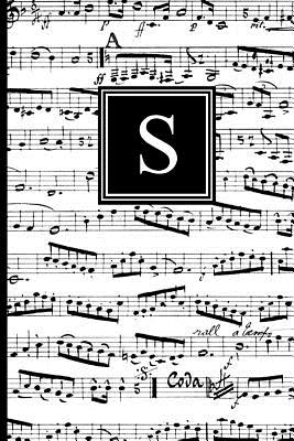 S: Musical Letter S Monogram Music Notebook, Black and White Music Notes Cover, Personal Name Initial Personalized Journal, 6x9 Inch Blank Lined College Ruled Notebook Diary, Perfect Bound, Soft Cover - Notebooks, Inspirationzstore Personalize