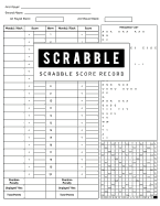 Scrabble Score Record: Scrabble Game Record Book, Scrabble Score Keeper, Intended for Two Player Games, Illustration of a Game Board, Size 8.5 X 11 Inch, 100 Pages