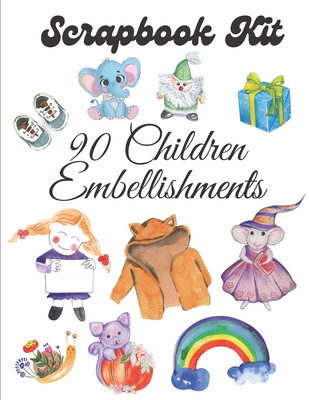 Scrapbook kit - 90 Children Embellishments: Ephera Elements for Decoupage, Notebooks, Journaling or Scrapbooks. Watercolor XXXX Elements - P, Olivia