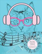 Sheet Music Composition Notebook with Blank Staves/Staff Manuscript Paper for the Art of Composing (Pink Cool Cat): Kids Twelve Plain Horizontal Lines Journal for Writing and Recording Musical Ideas
