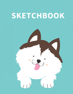 Sketchbook: A Cute Puppy Kawaii Sketchbook for Kids: 100 Pages of 8.5" x 11" Large Blank Paper for Drawing, Doodling Painting or Sketching