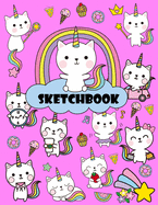 Sketchbook: A Cute Unicorn Kawaii Large Sketchbook/Notebook:108+ Pages of 8.5"x11" With Blank Paper for Girls To Drawing, Doodling, journaling and Sketching