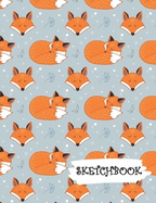 Sketchbook: Blue Sleeping Fox Fun Framed Drawing Paper Notebook
