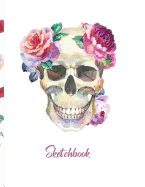 Sketchbook: Skull with Flowers Art Sketchbook, Large,100 White Pages, Soft Cover