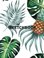 Sketchbook: Summer watercolor leave Pineapple, Extra large (8.5 x 11) inches, 110 pages, White paper, Sketch, Draw and Paint