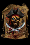 Skull Pirate & Treasure Map: Notebook