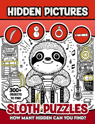 Sloth Puzzles Hidden Pictures: 300+ objects to find can you find the hidden heart, egg, hat, slice of pie? - Occult, Hidess